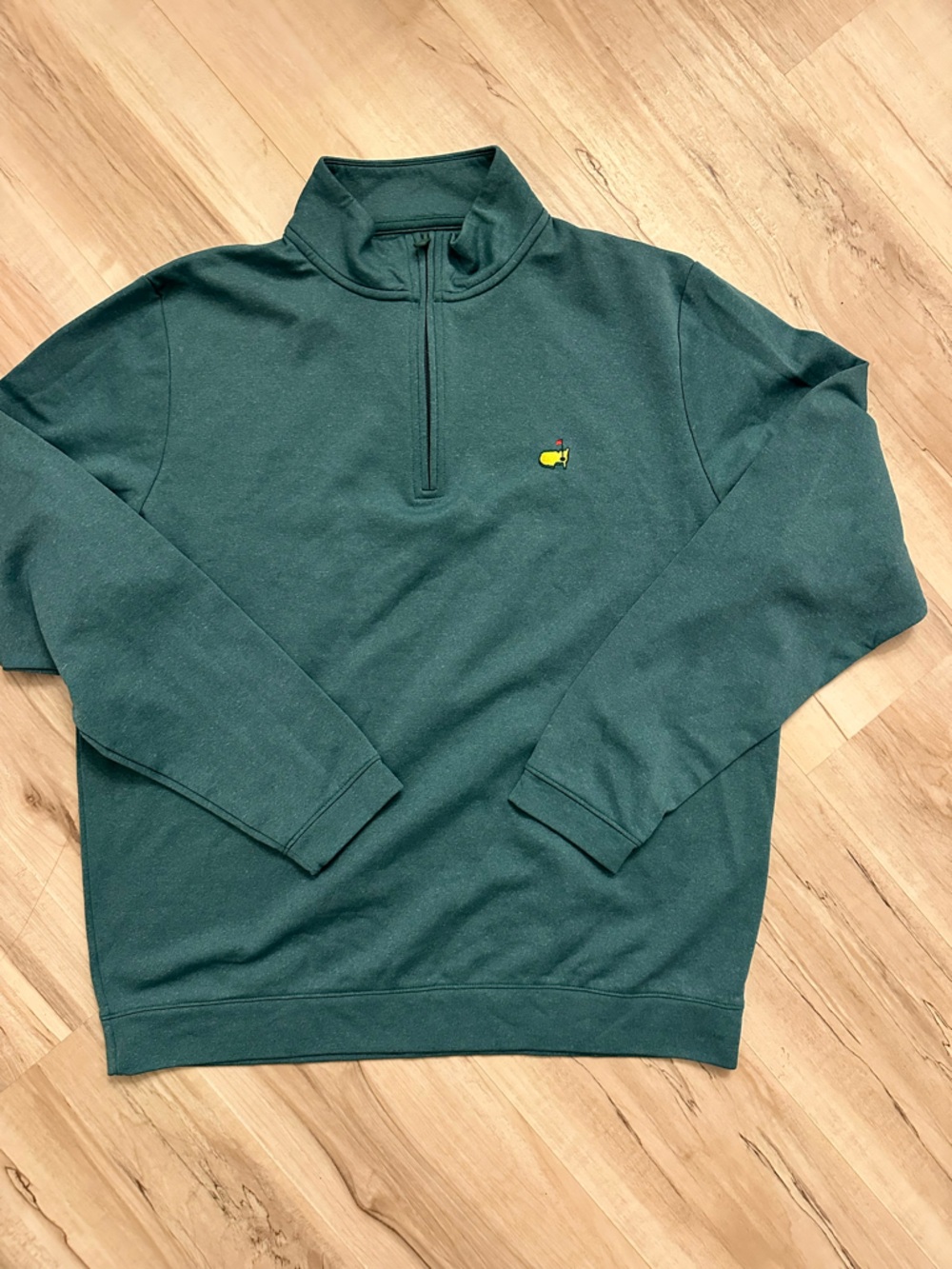 Masters Dark Green Quarter-Zip Sweater with Yellow Logo
